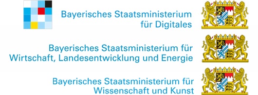 This image contains the three logos of the State Ministries for Digital Affairs, Economic Affairs, State Development and Energy, and Science and the Arts and was authorised by them to promote the workshop.