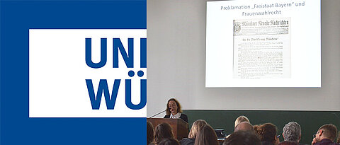 Frau Prof. Dr. Neri-Ultsch während des Vortrags „Nun begann ein neues Leben!“ 100 Jahre Frauenwahlrecht in Bayern. Eine Bilanz. Foto: Cathrin Silberzahn 