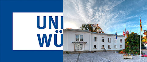 Der Sitz des Bundeskartellamtes in Bonn und das Logo der Universität Würzburg.