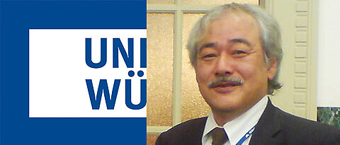 Profilbild von Prof. Takehiko Kasahara von der Toin University of Yokohama und das Logo der JMU Würzburg