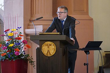 Begrüßung zum Vortrag der Staatsministerin in der Neubaukirche durch Professor Dr. Frank Schuster