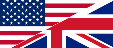 Geteilte Flaggen von USA und UK