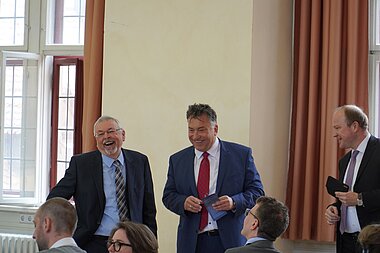 Prof. Dr. Dr. Eric Hilgendorf and President of the Higher Regional Court of Bamberg Lothar Schmitt